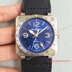 Swiss Replica Bell & Ross BR 03-93 GMT Watch SS Blue Face Leather Band 42mm